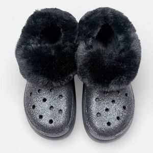 CROCS Black Furry Women's Shoes